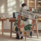 Personalized Woven Blanket — Custom Name Floral Tapestry Throw