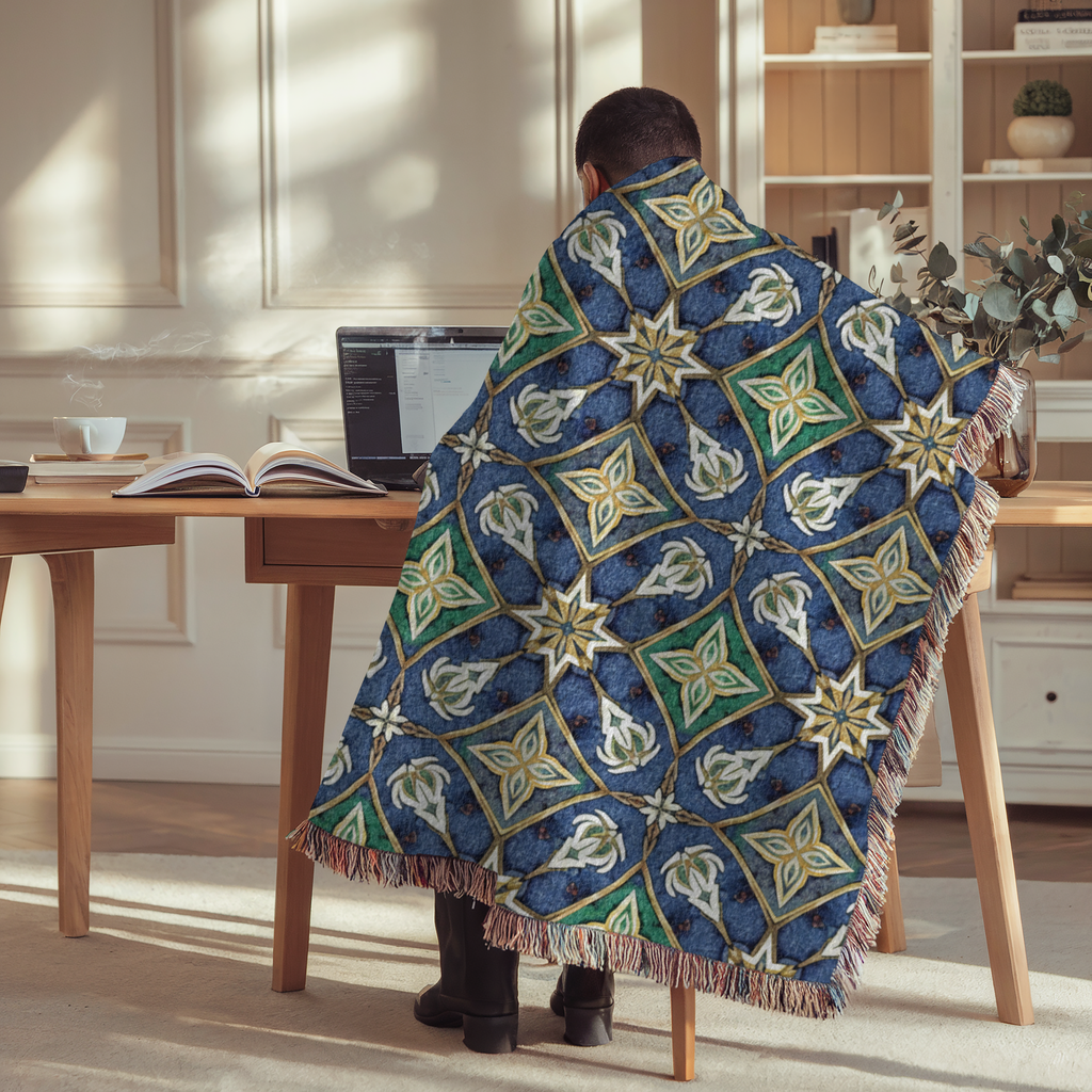 Artisan Geometric Tapestry Woven Blanket
