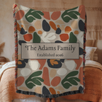 Personalized Woven Blanket — Custom Name Floral Tapestry Throw