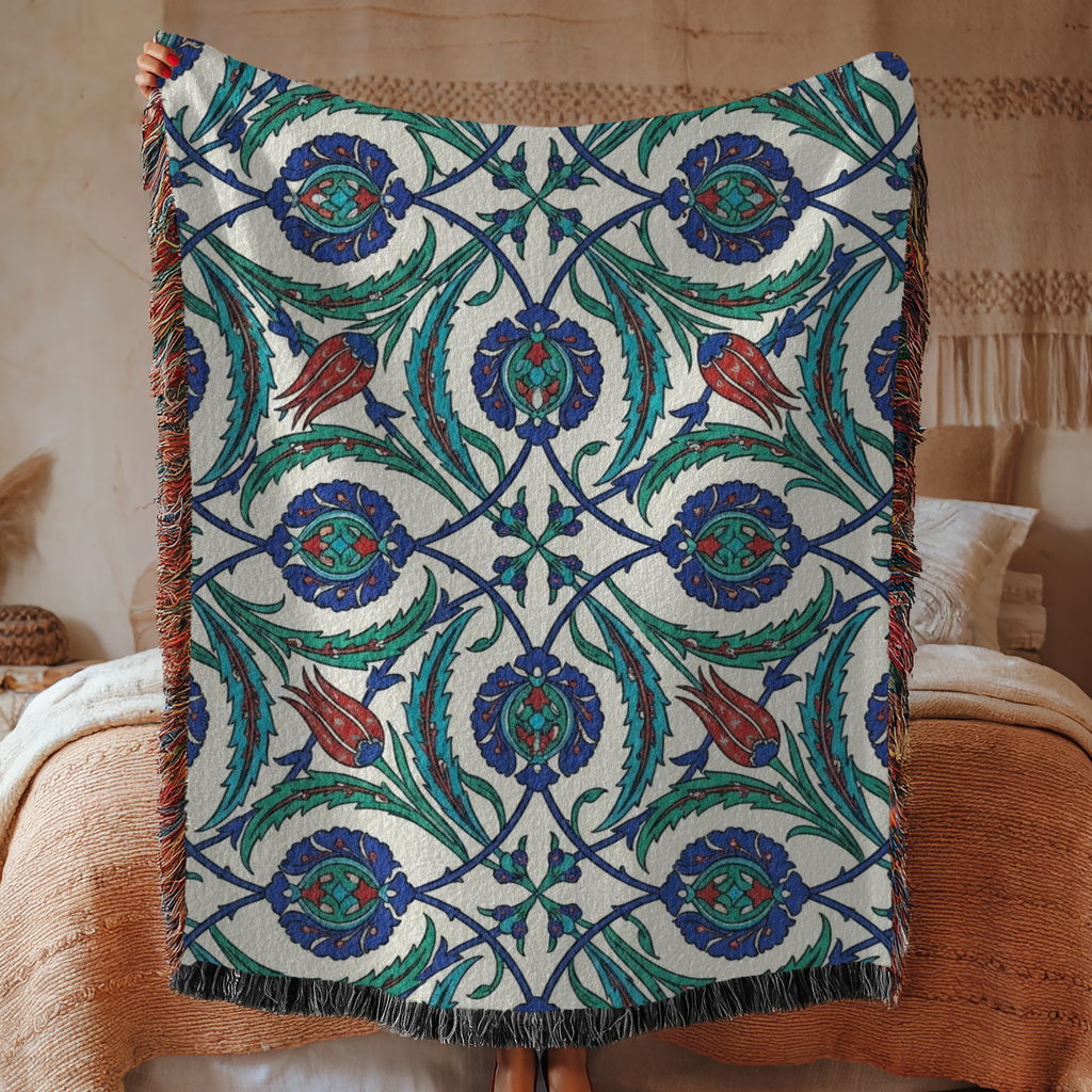 Ottoman Tulips Tapestry Woven Blanket