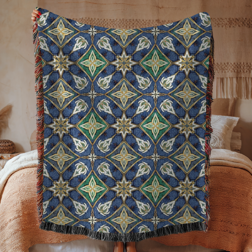 Artisan Geometric Tapestry Woven Blanket