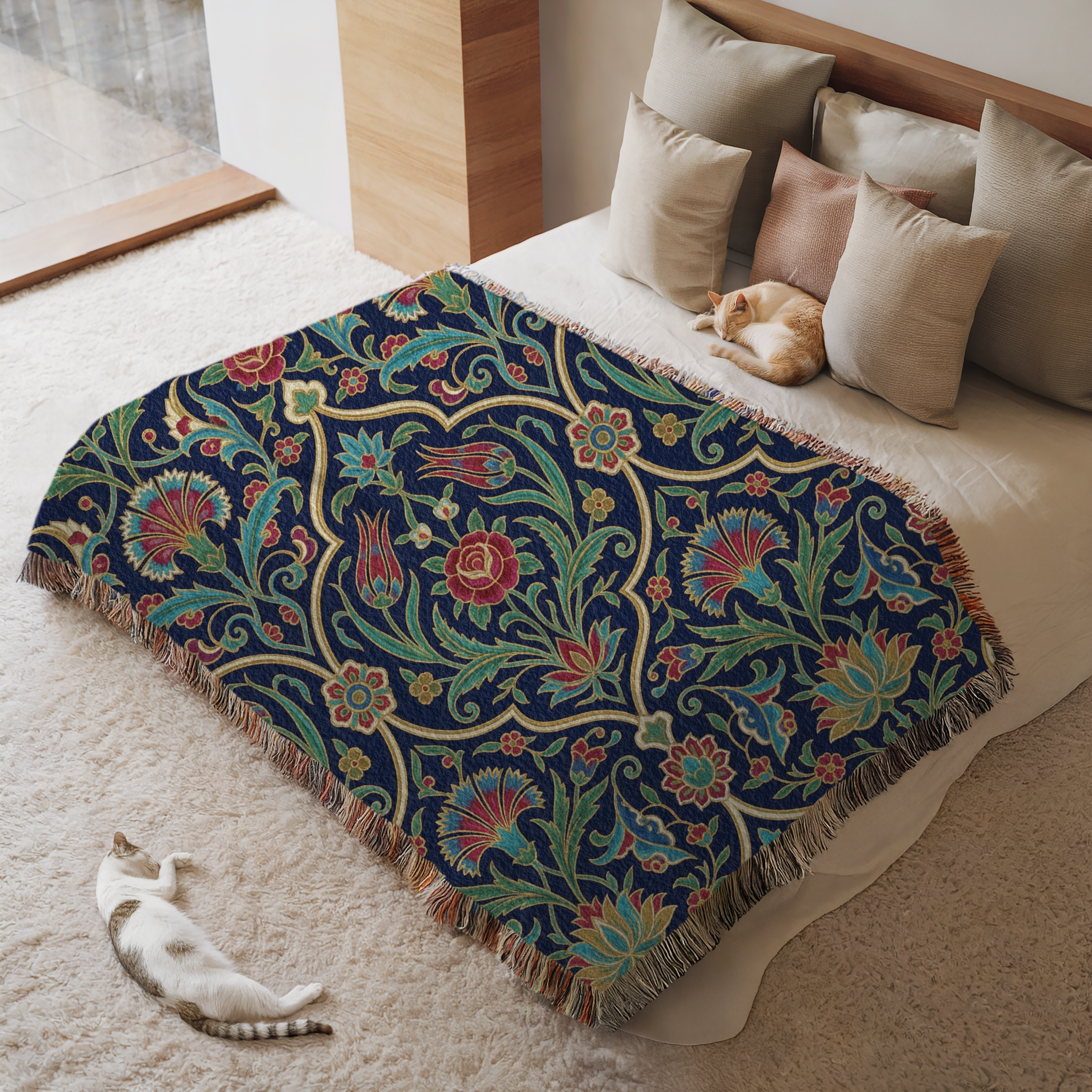 The Ottoman Medallion Tapestry Woven Blanket