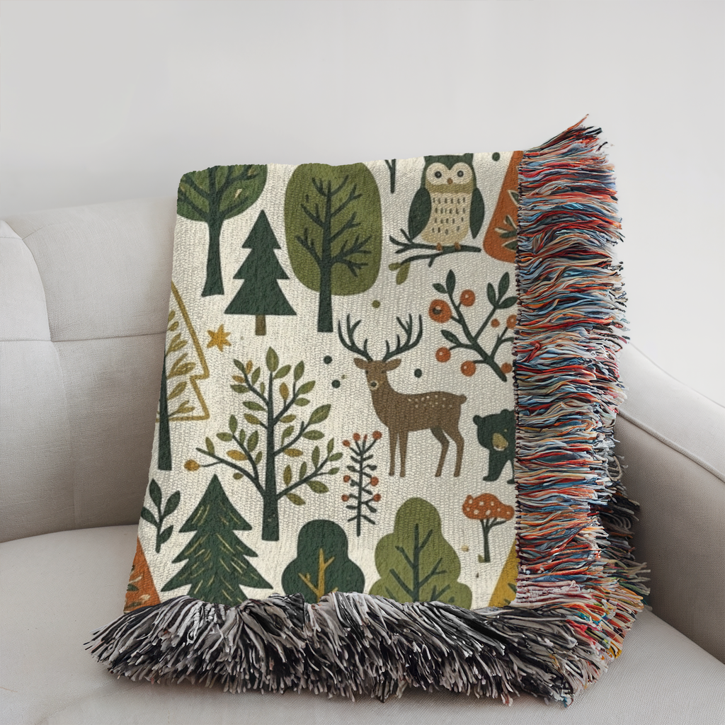 Personalized Family Animal Forest Woven Blanket