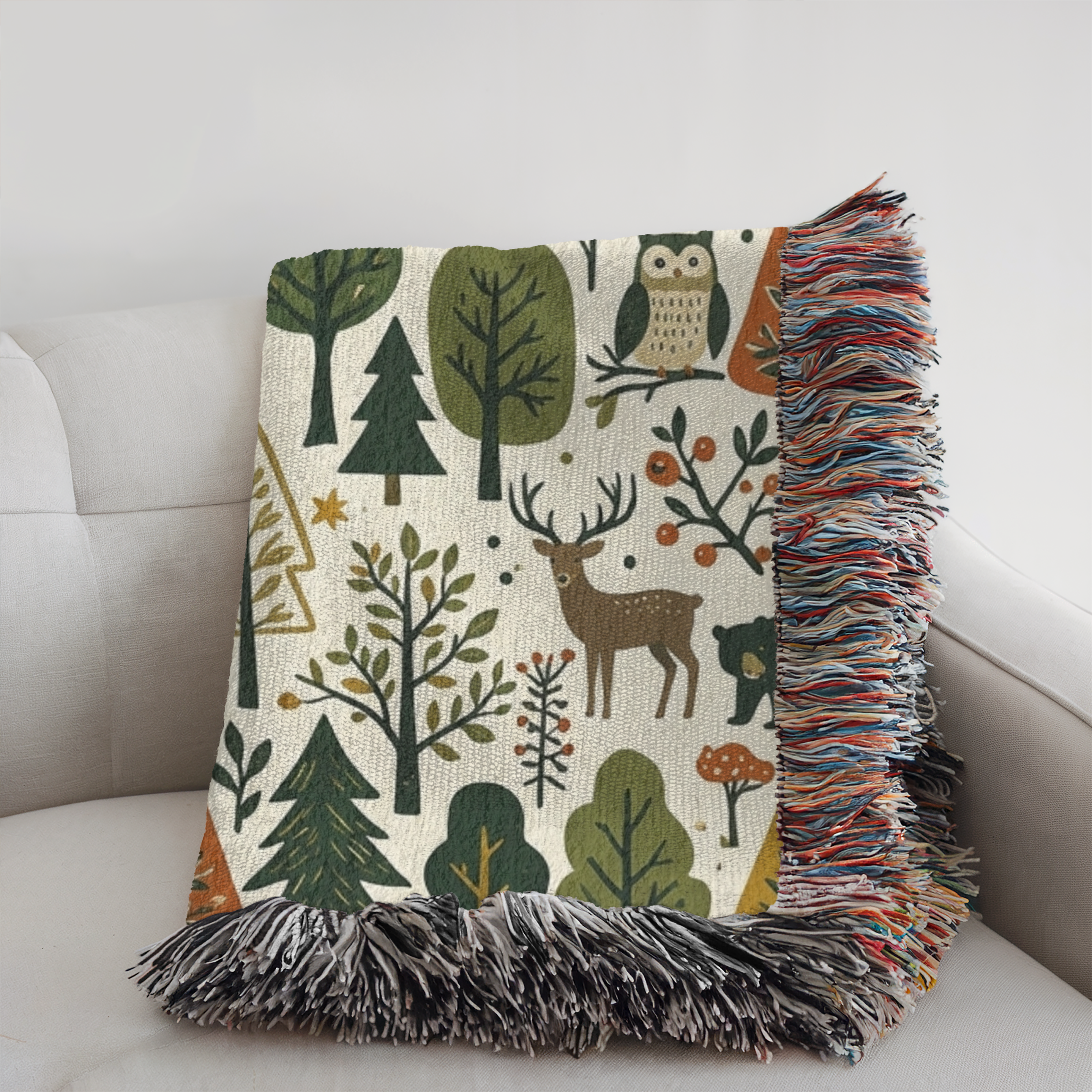 Personalized Family Animal Forest Woven Blanket