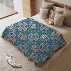Turkish Blues Tapestry Woven Blanket