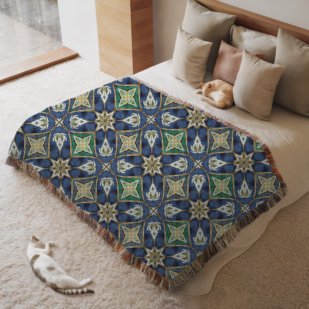 Artisan Geometric Tapestry Woven Blanket