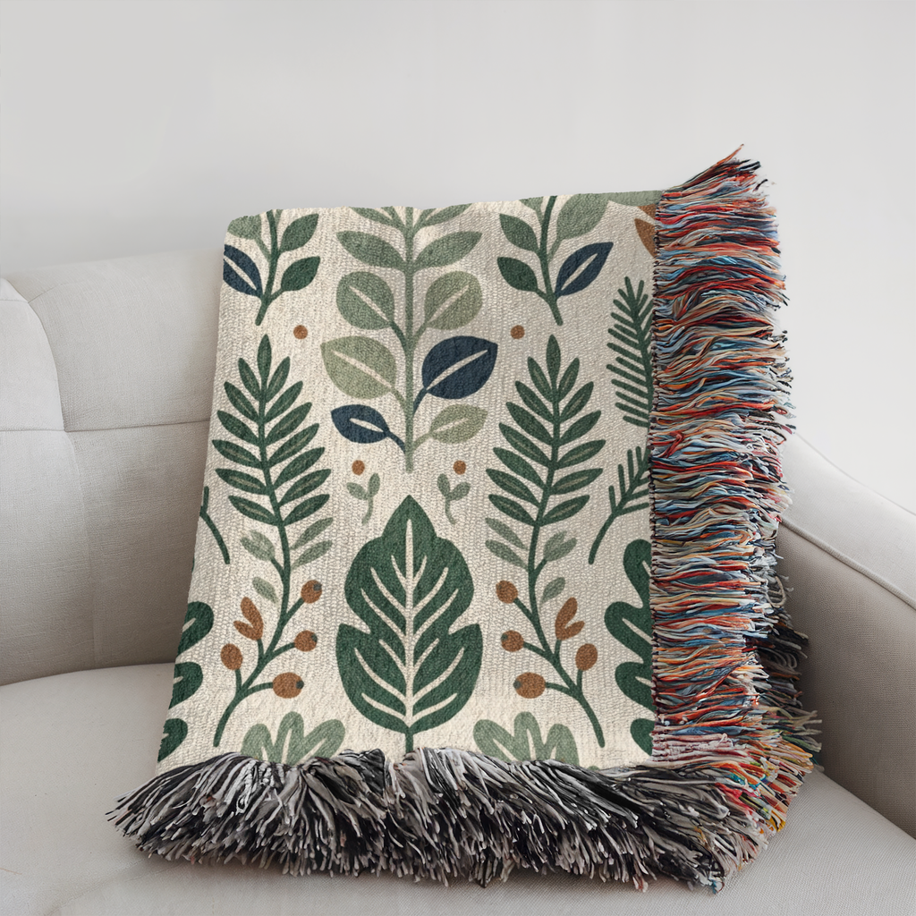 Personalized Family Earthy Heirloom Woven Blanket Throw