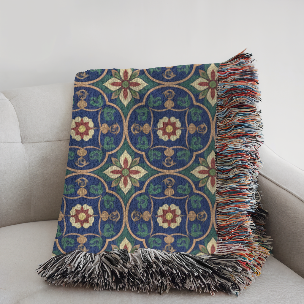 Islamic Floral Medallions Tapestry Woven Blanket