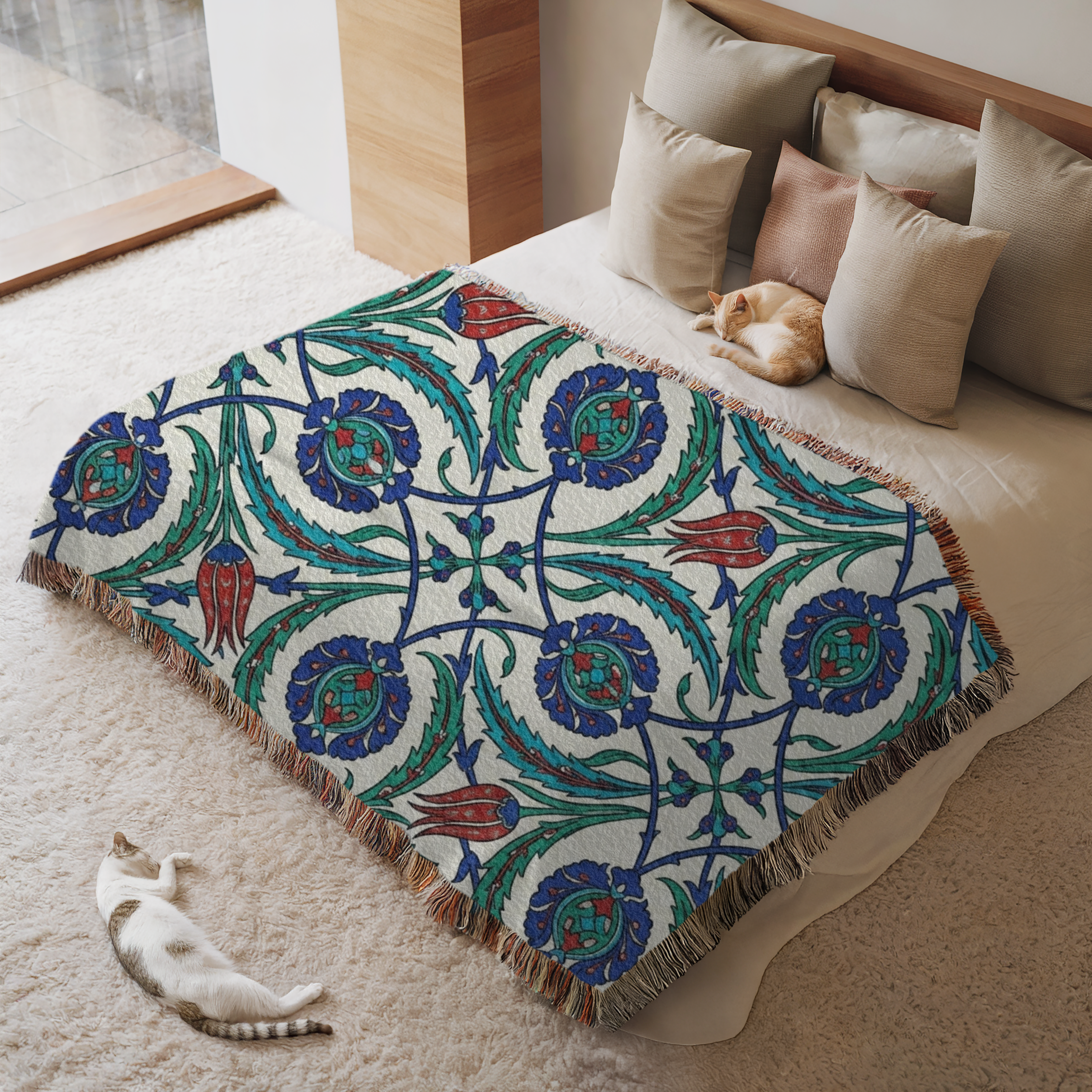 Ottoman Tulips Tapestry Woven Blanket