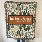 Personalized Family Animal Forest Woven Blanket
