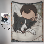 Custom Cartoon Dog Photo Woven Blanket