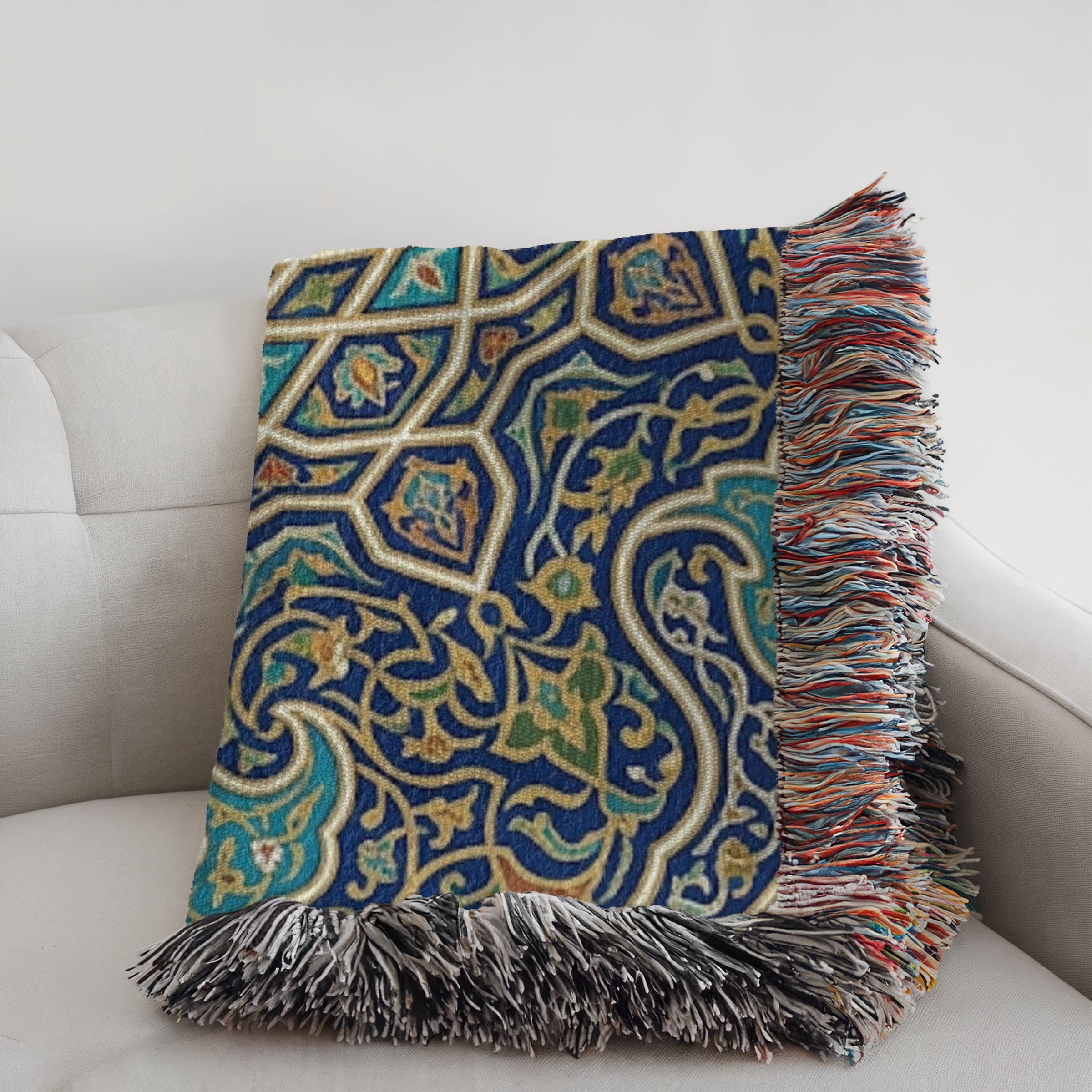 Moroccan Mosaic Tapestry Woven Blanket