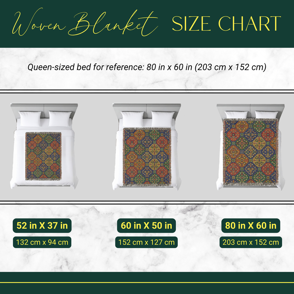 Moroccan Zellige Tapestry Woven Blanket