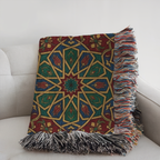 Moroccan Geometric Pattern Tapestry Woven Blanket