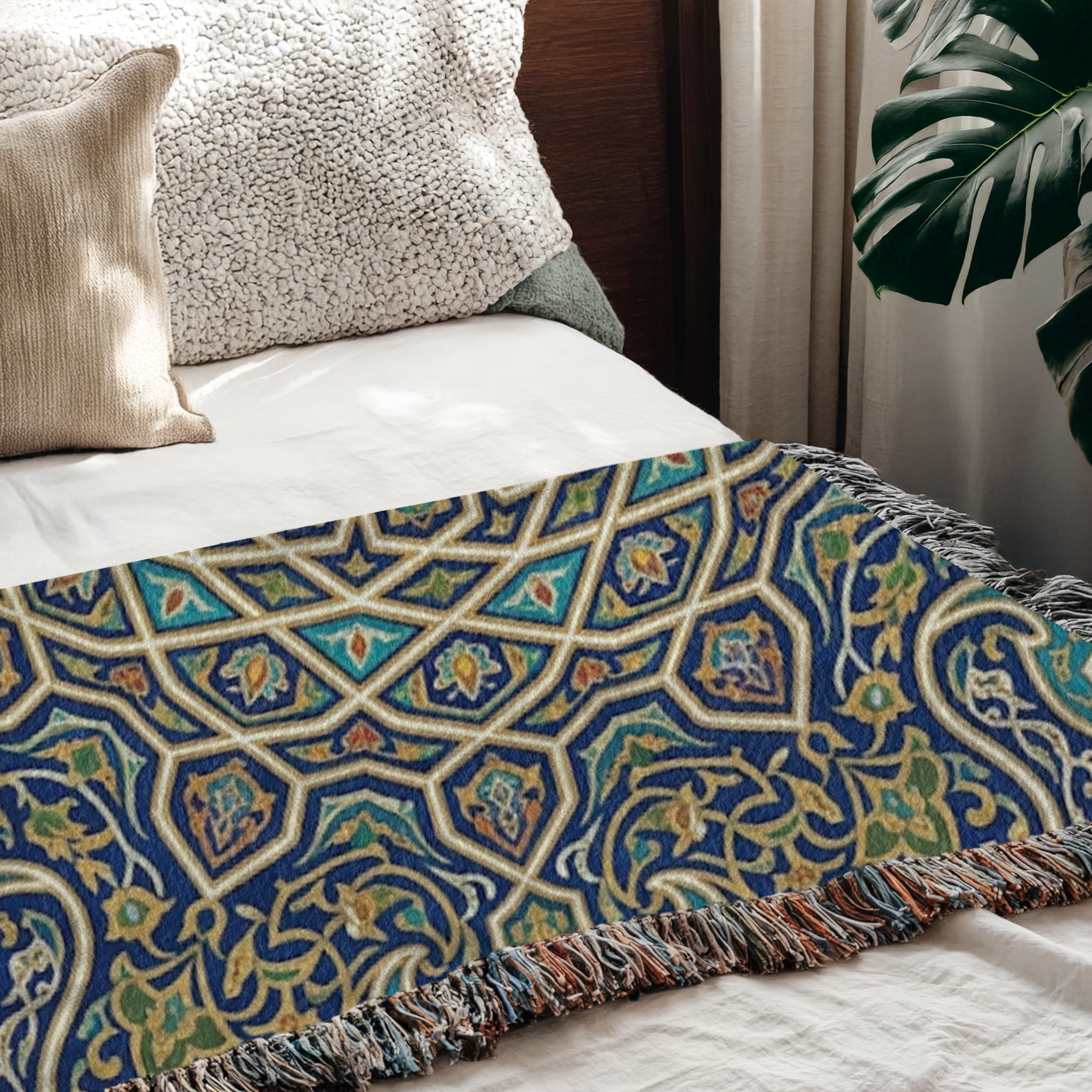 Moroccan Mosaic Tapestry Woven Blanket