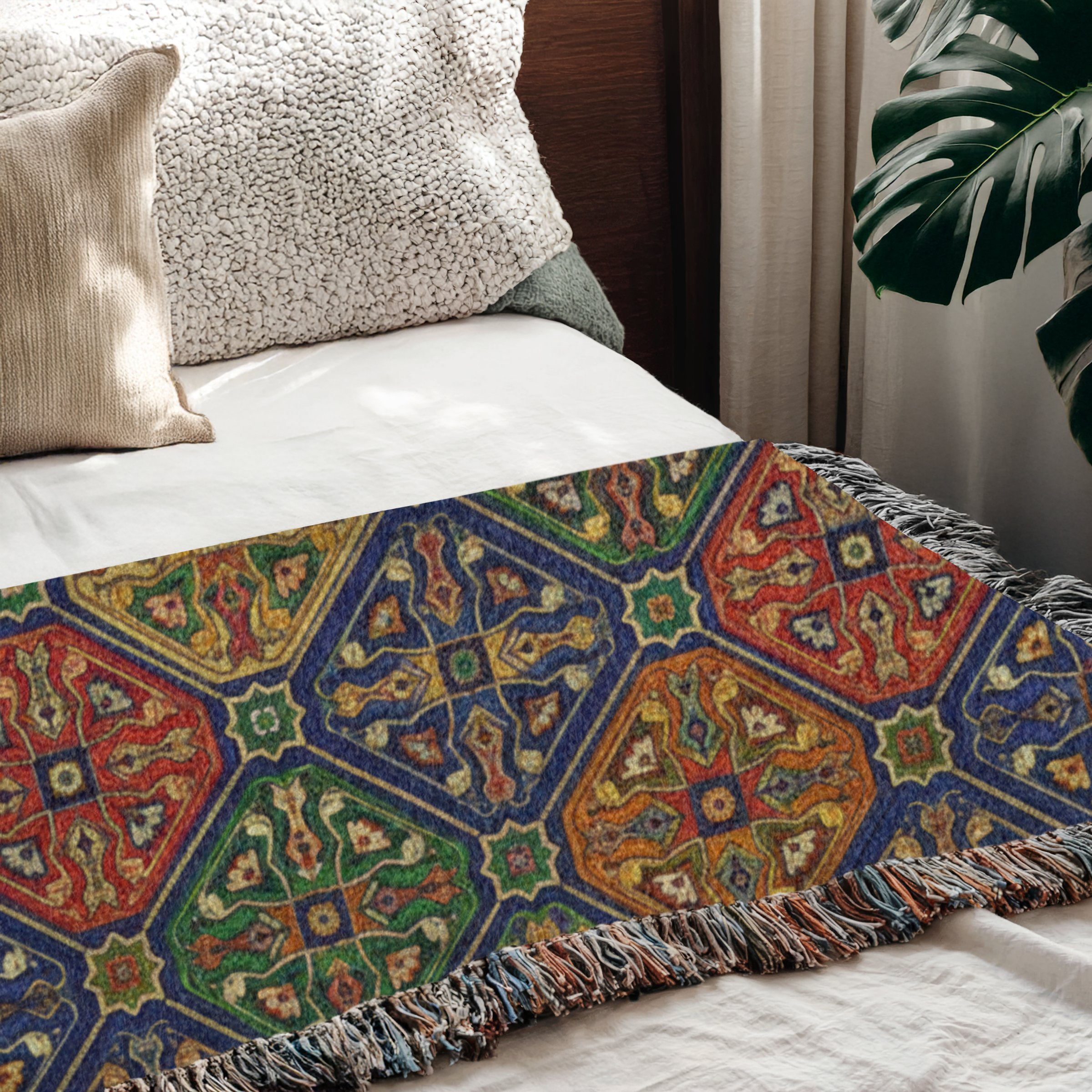 Moroccan Zellige Tapestry Woven Blanket