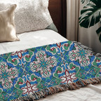 Turkish Blues Tapestry Woven Blanket