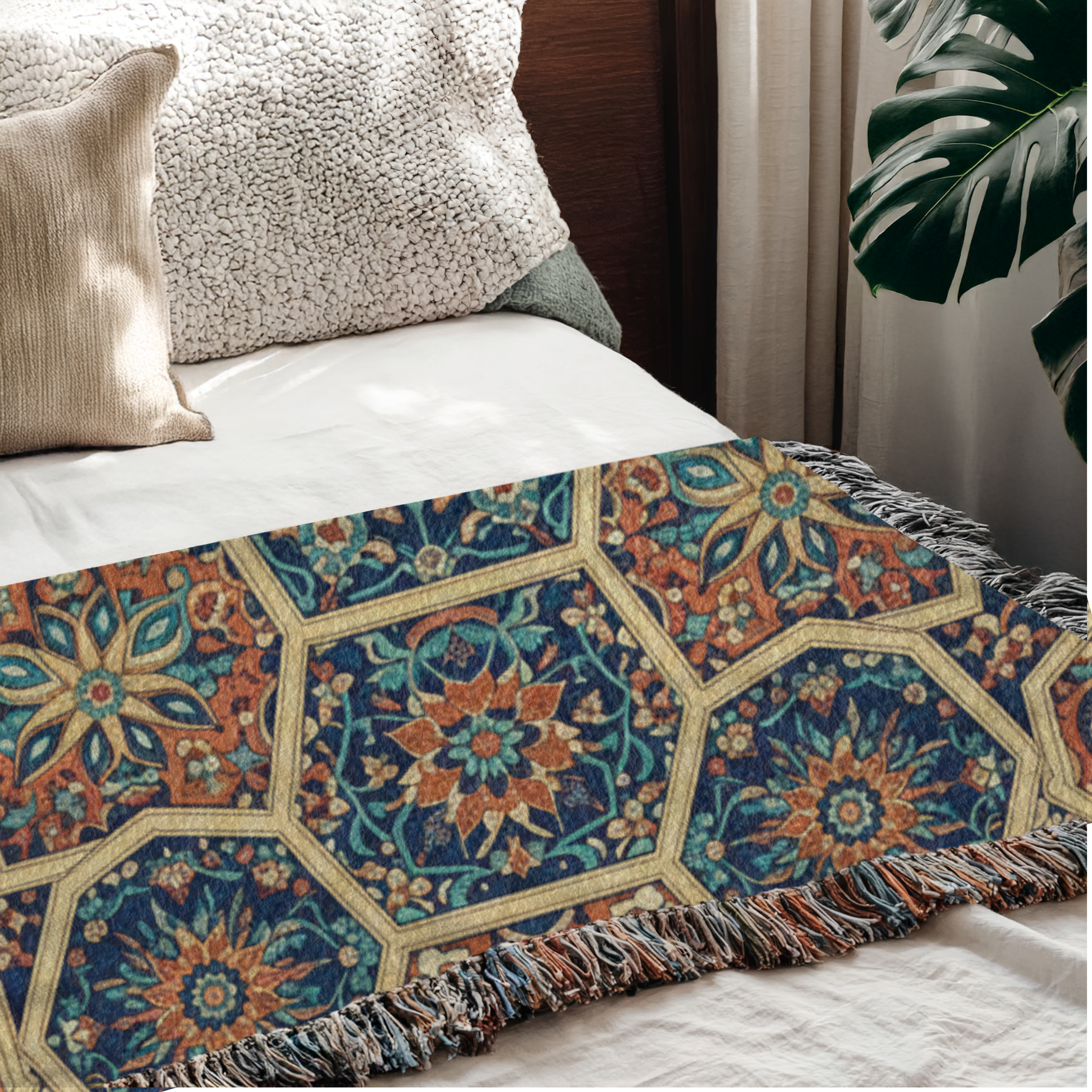 Turkish Geometric Pattern Tapestry Woven Blanket