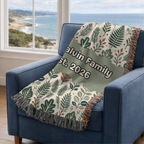 Personalized Family Earthy Heirloom Woven Blanket Throw