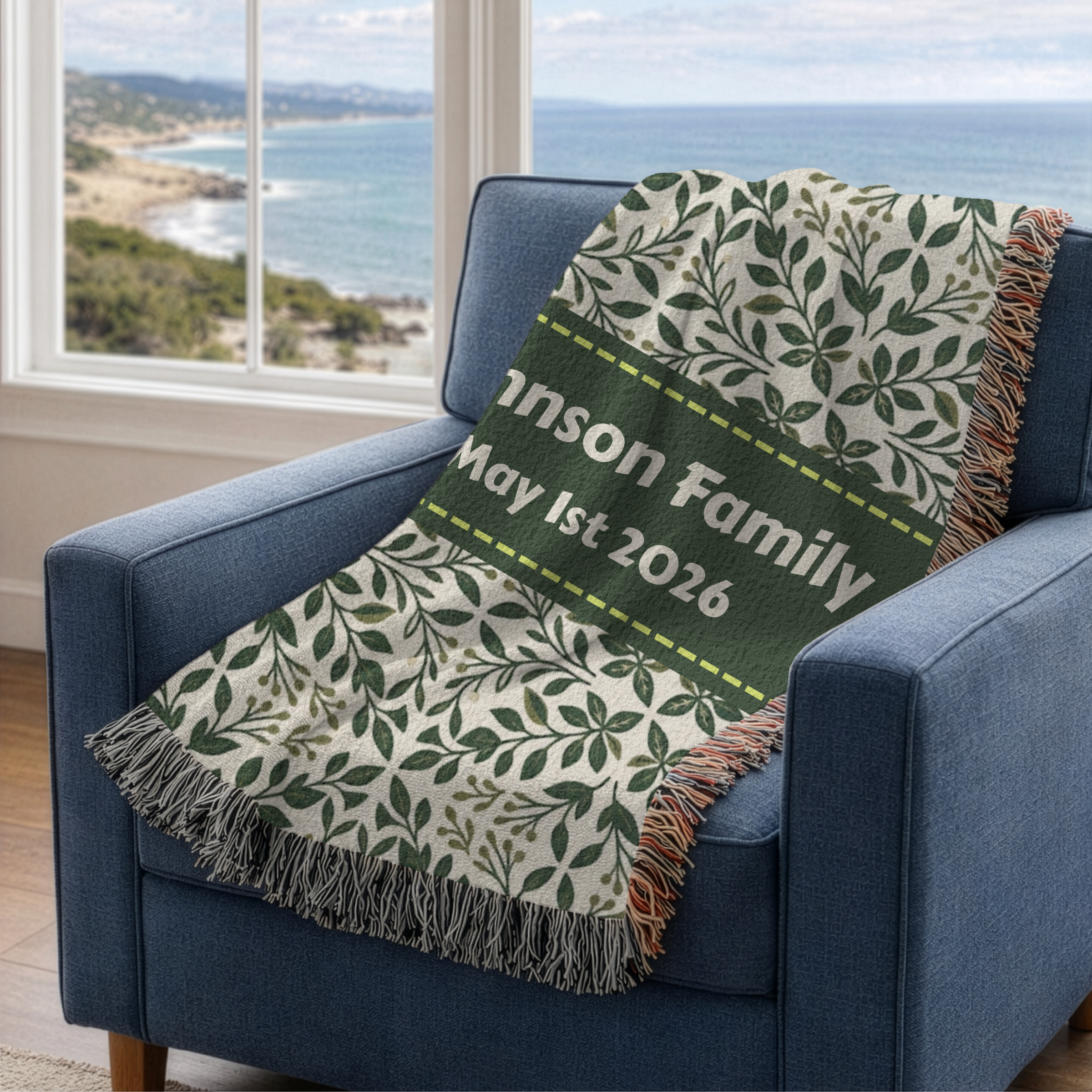Personalized Botanical Garden Woven Blanket Throw