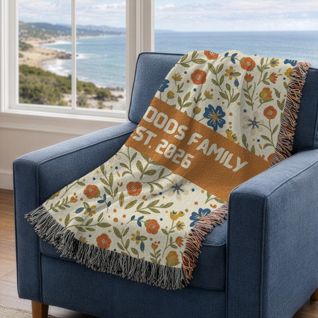 Personalized Wildflower Accent Woven Blanket Throw