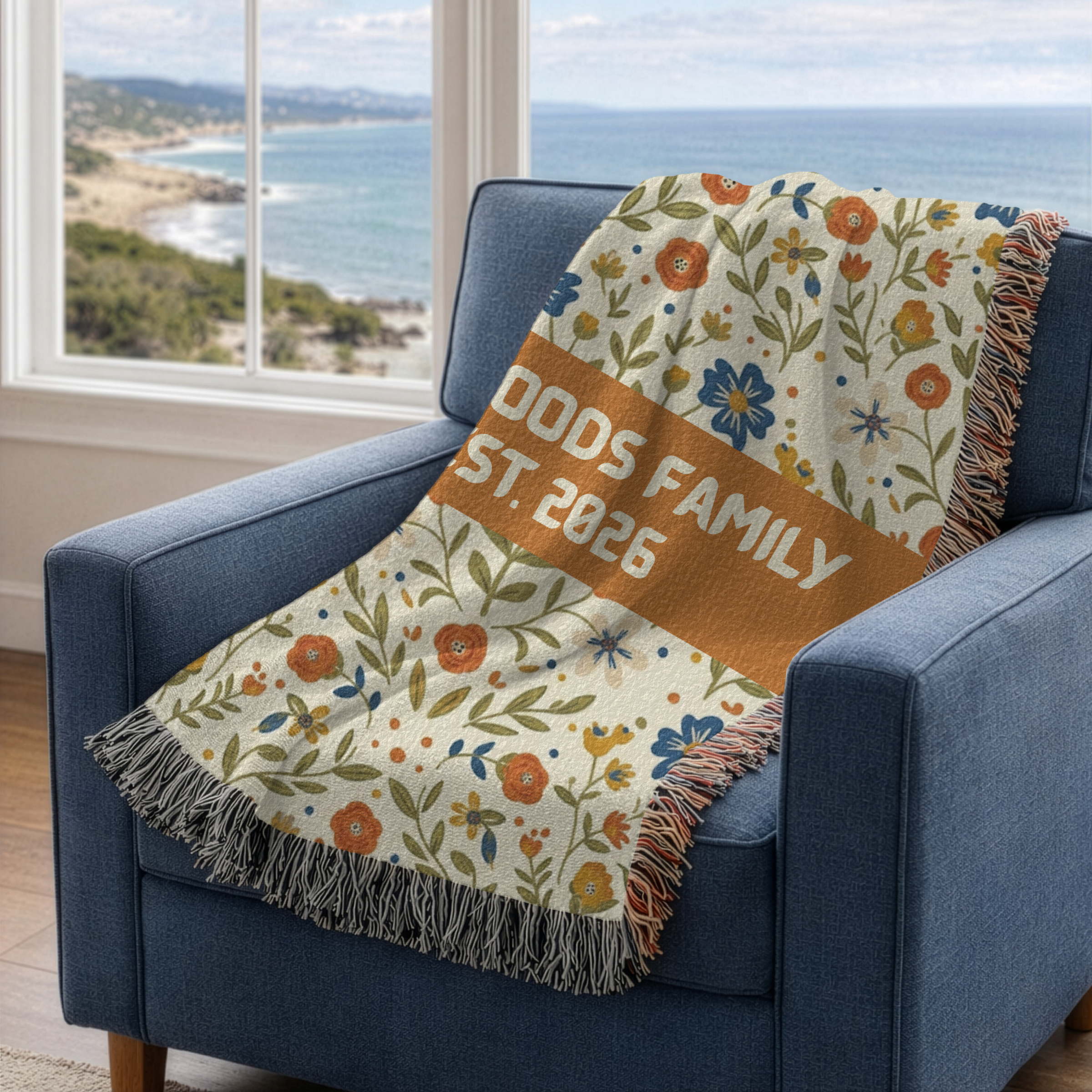 Personalized Wildflower Accent Woven Blanket Throw